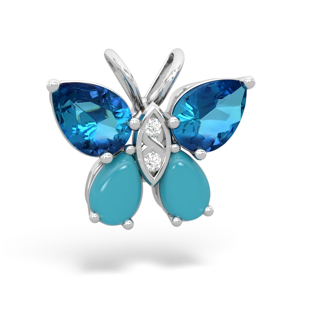 London Topaz Butterfly 14K White Gold pendant P2215