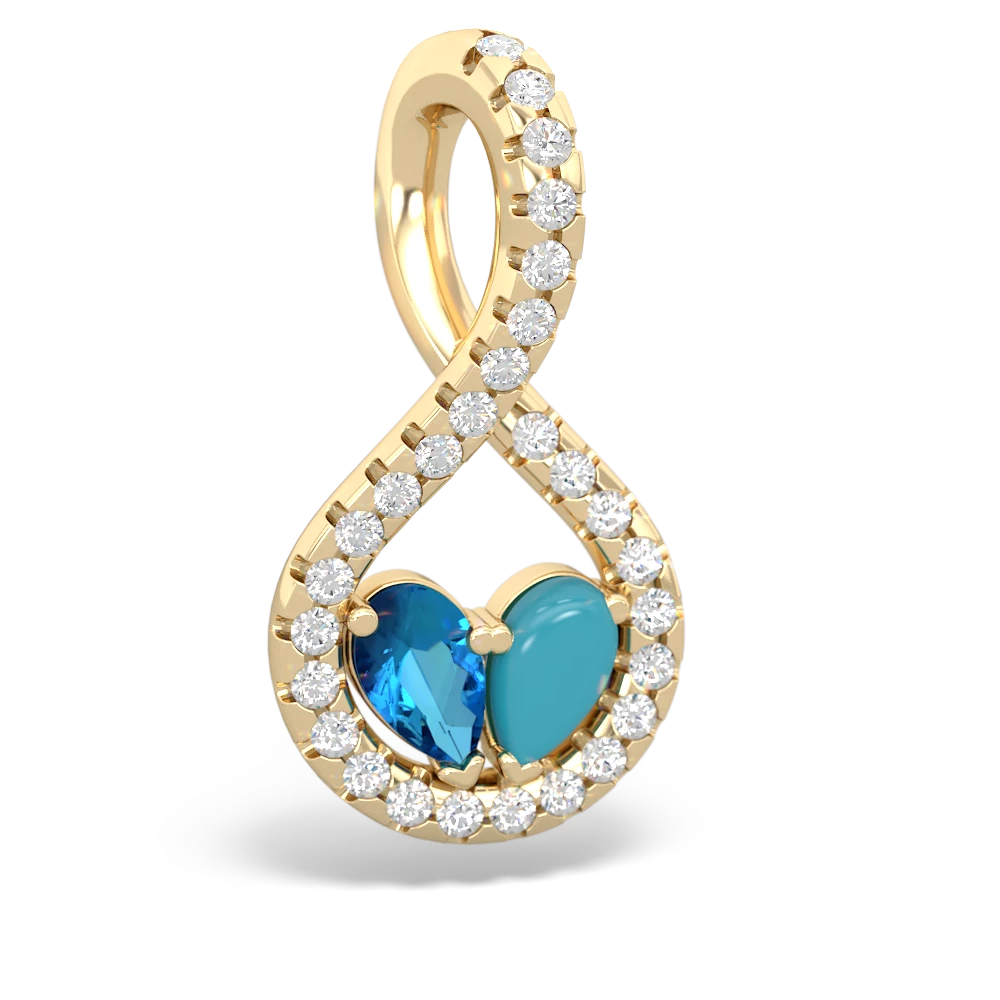 London Topaz Pave Twist 'One Heart' 14K Yellow Gold pendant P5360