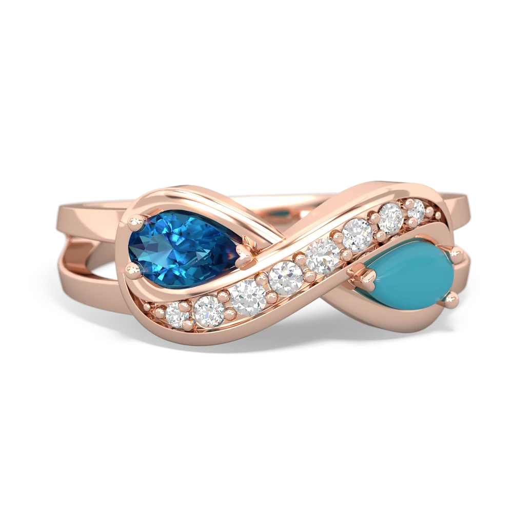 London Topaz Diamond Infinity 14K Rose Gold ring R5390