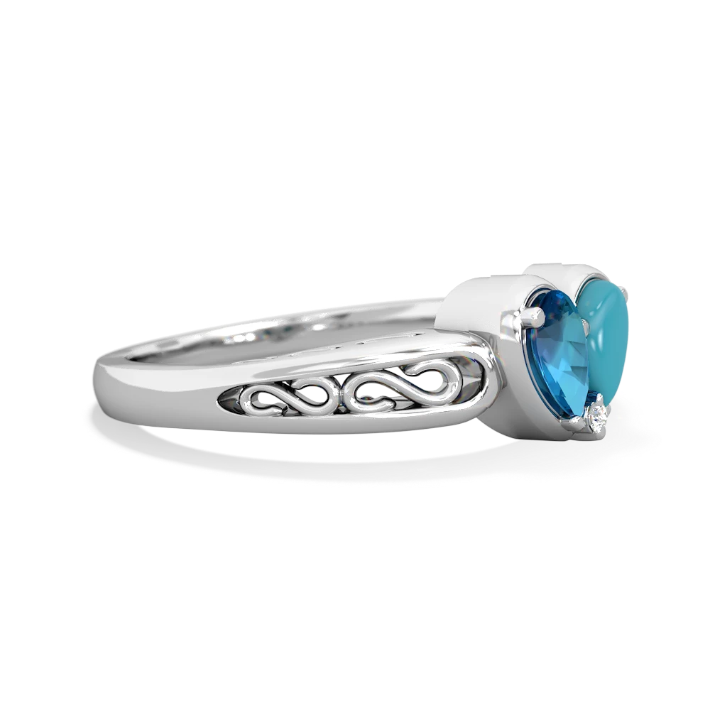 London Topaz Filligree 'One Heart' 14K White Gold ring R5070