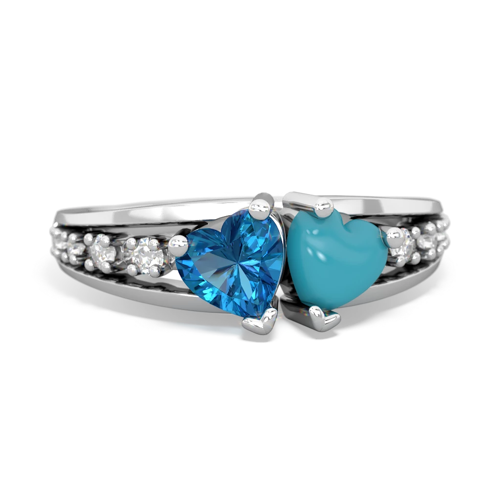 London Topaz Heart To Heart 14K White Gold ring R3342