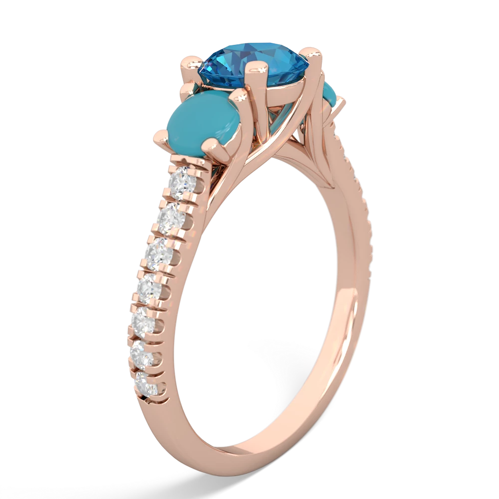 London Topaz Pave Trellis 14K Rose Gold ring R5500