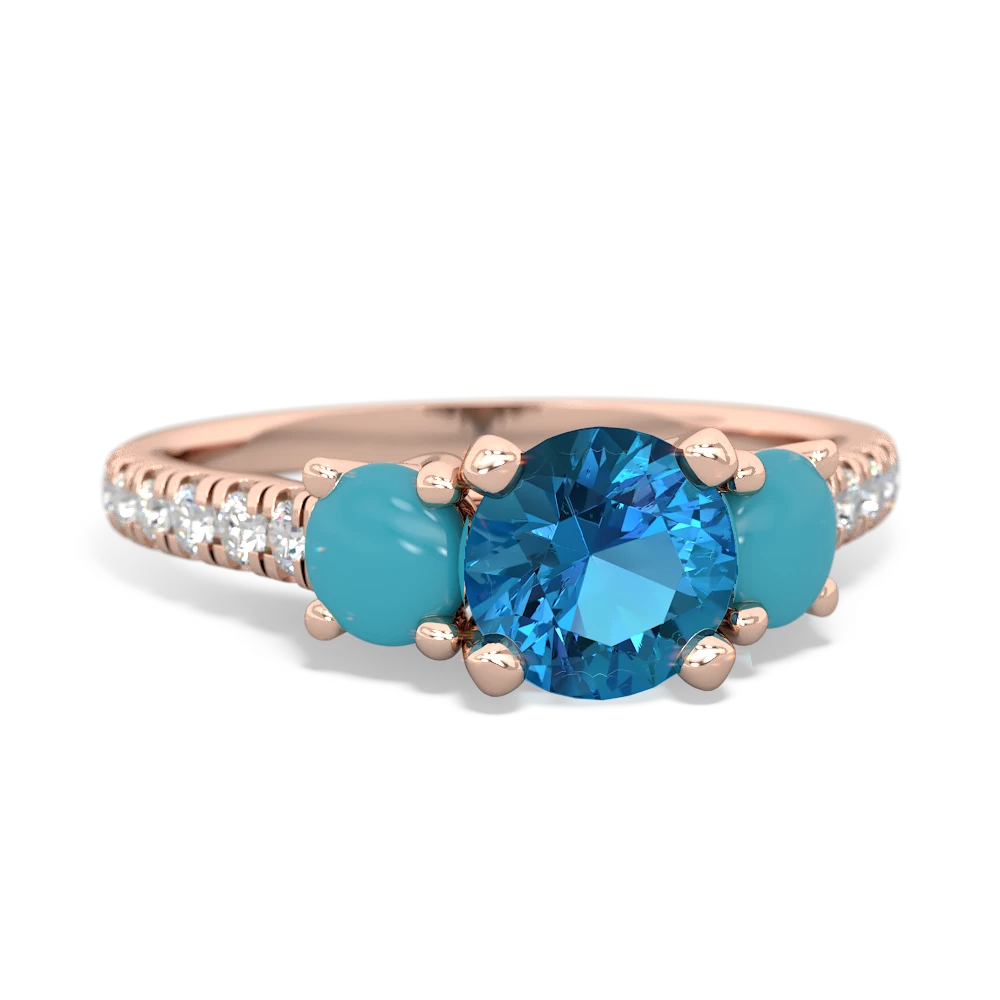 London Topaz Pave Trellis 14K Rose Gold ring R5500