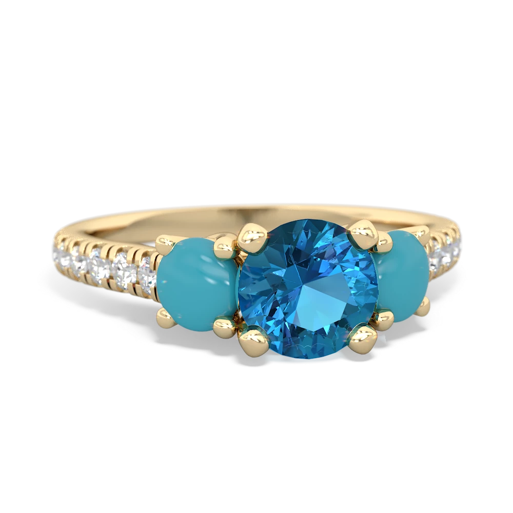 London Topaz Pave Trellis 14K Yellow Gold ring R5500