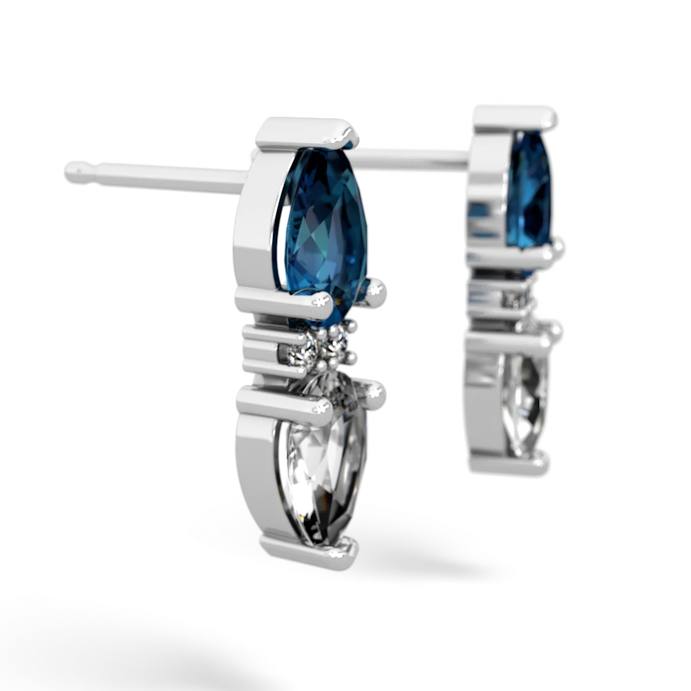 London Topaz Bowtie Drop 14K White Gold earrings E0865