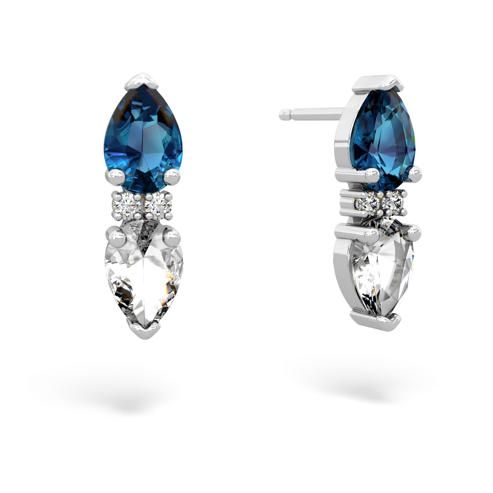 London Topaz Bowtie Drop 14K White Gold earrings E0865