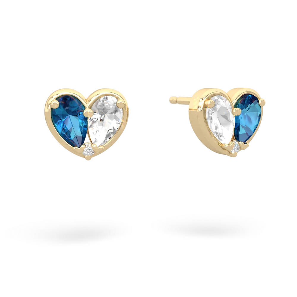 London Topaz 'Our Heart' 14K Yellow Gold earrings E5072