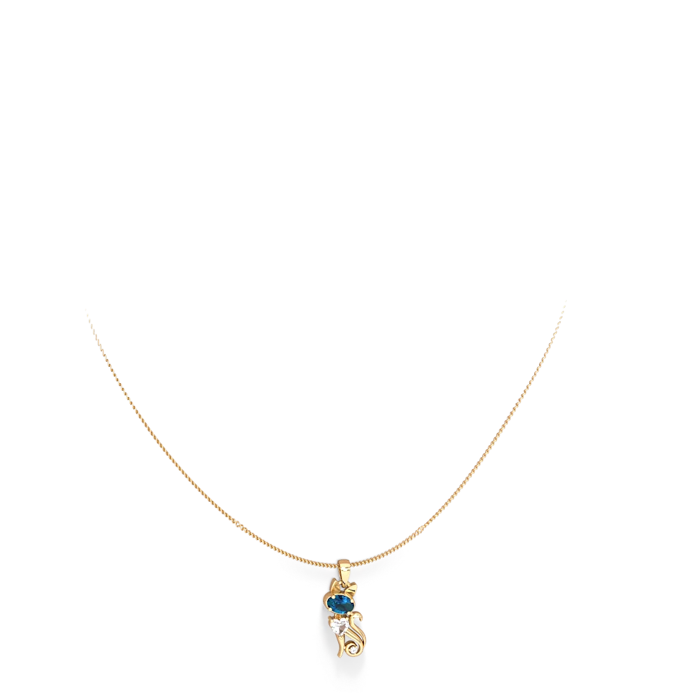 London Topaz Kitten 14K Yellow Gold pendant P5780