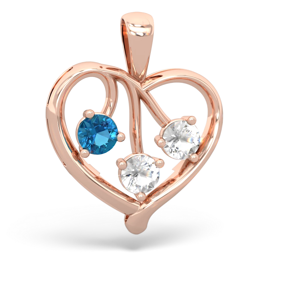 London Topaz Glowing Heart 14K Rose Gold pendant P2233