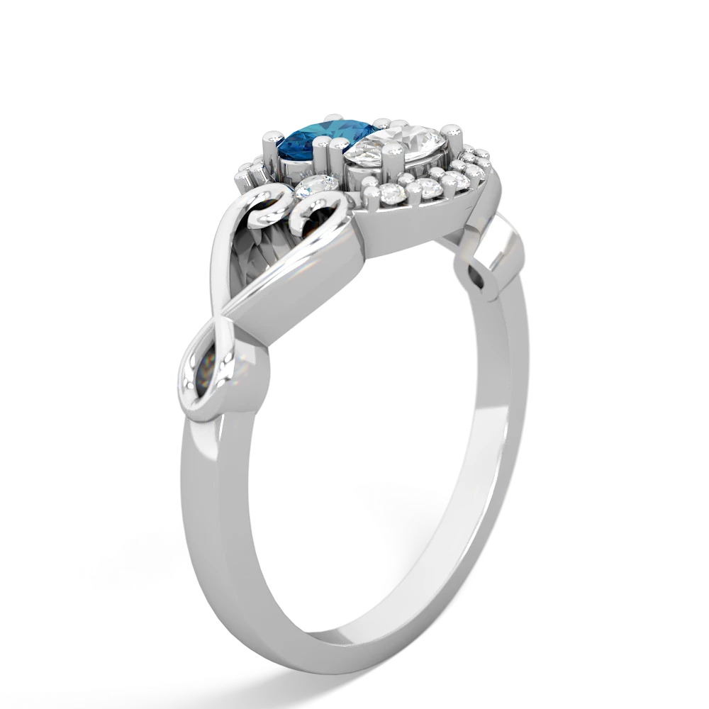 London Topaz Love Nest 14K White Gold ring R5860