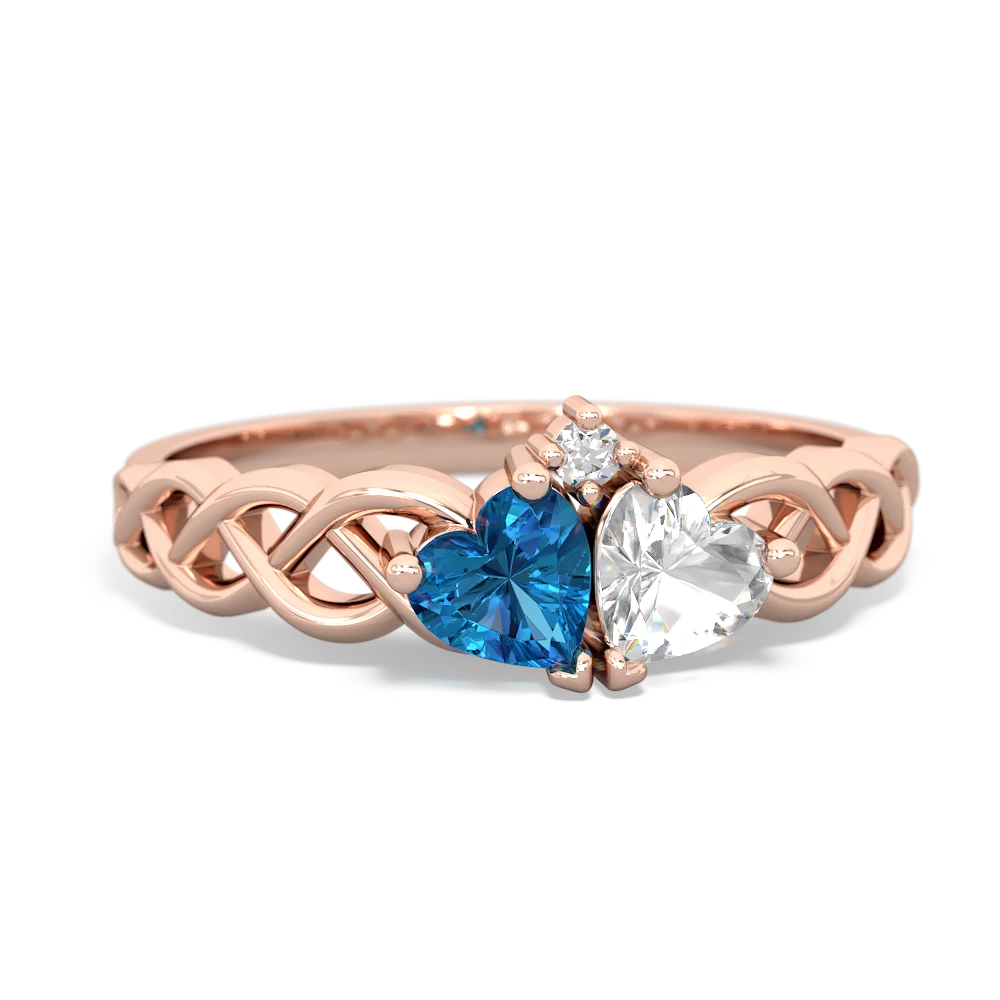 London Topaz Heart To Heart Braid 14K Rose Gold ring R5870