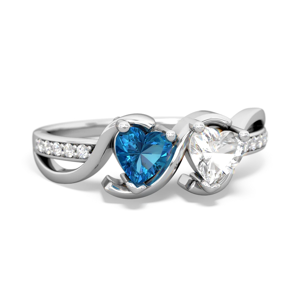 London Topaz Side By Side 14K White Gold ring R3090