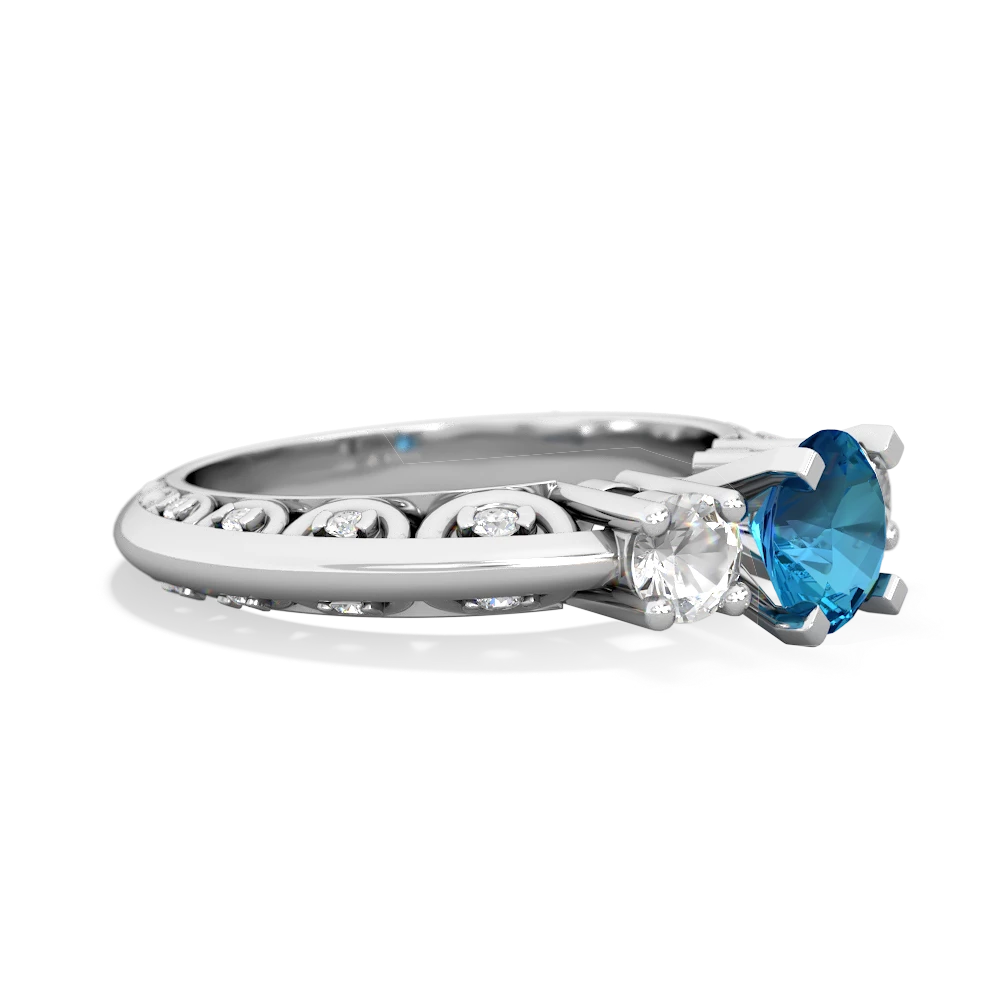 London Topaz Art Deco Eternal Embrace Engagement 14K White Gold ring C2003