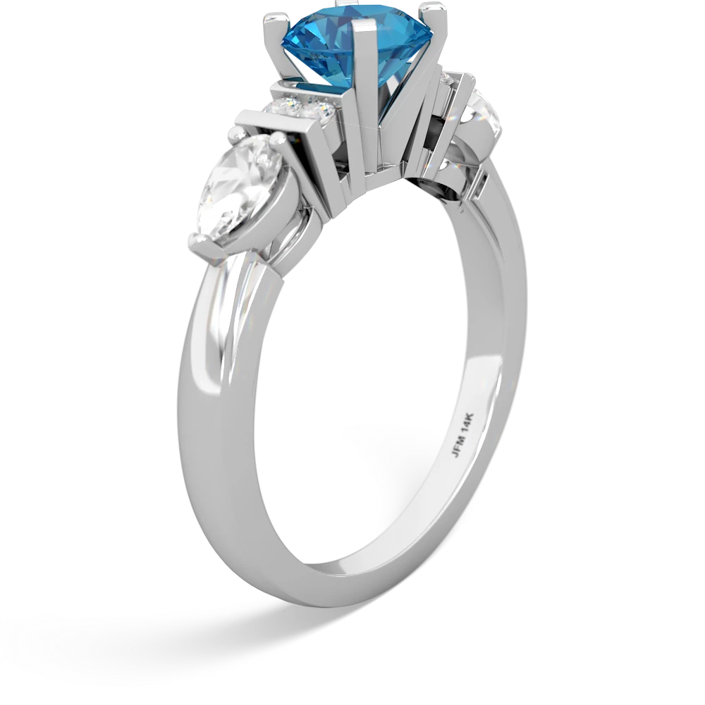 London Topaz 6Mm Round Eternal Embrace Engagement 14K White Gold ring R2005