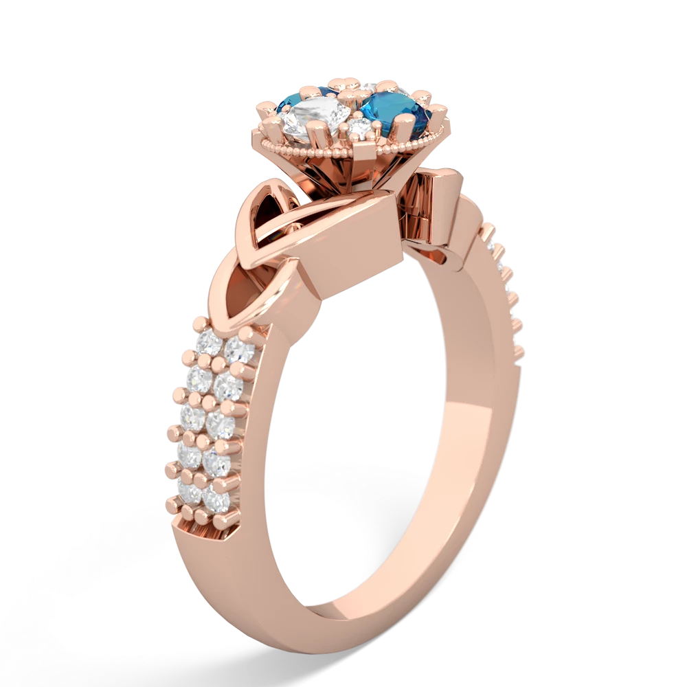 London Topaz Celtic Knot Cluster Engagement 14K Rose Gold ring R26443RD