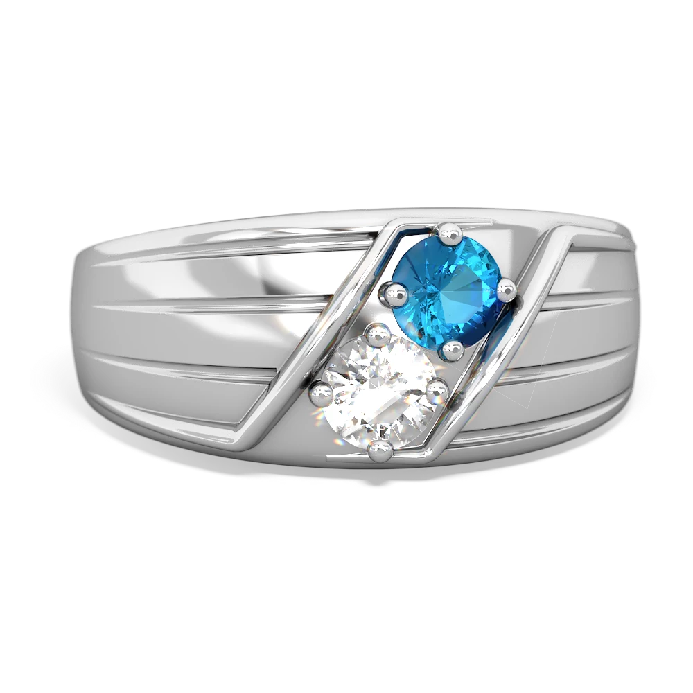 London Topaz Men's Streamline 14K White Gold ring R0460