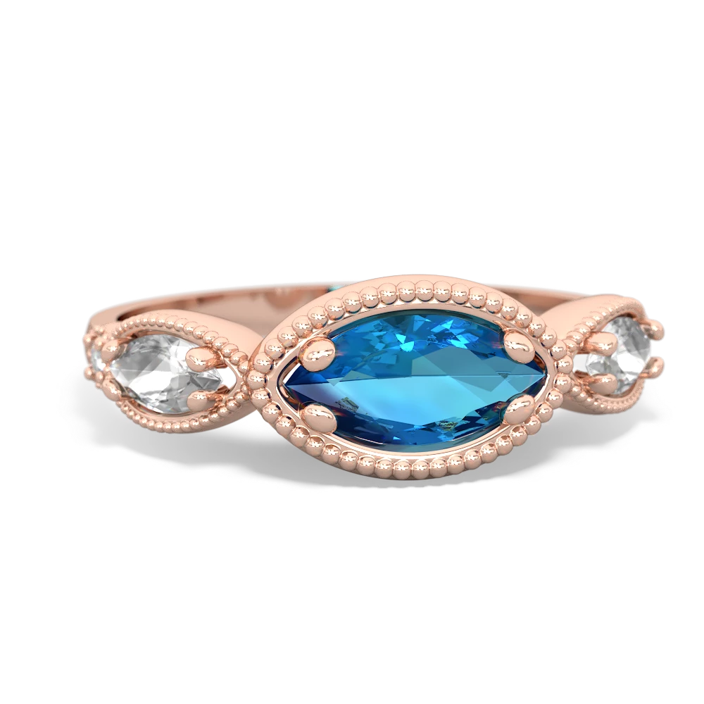 London Topaz Milgrain Marquise 14K Rose Gold ring R5700