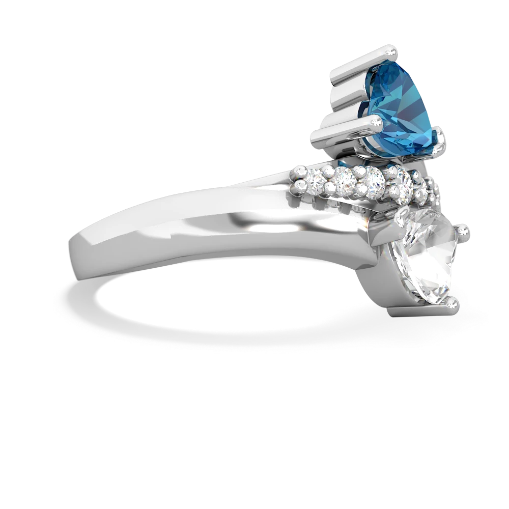 London Topaz Heart To Heart 14K White Gold ring R2064