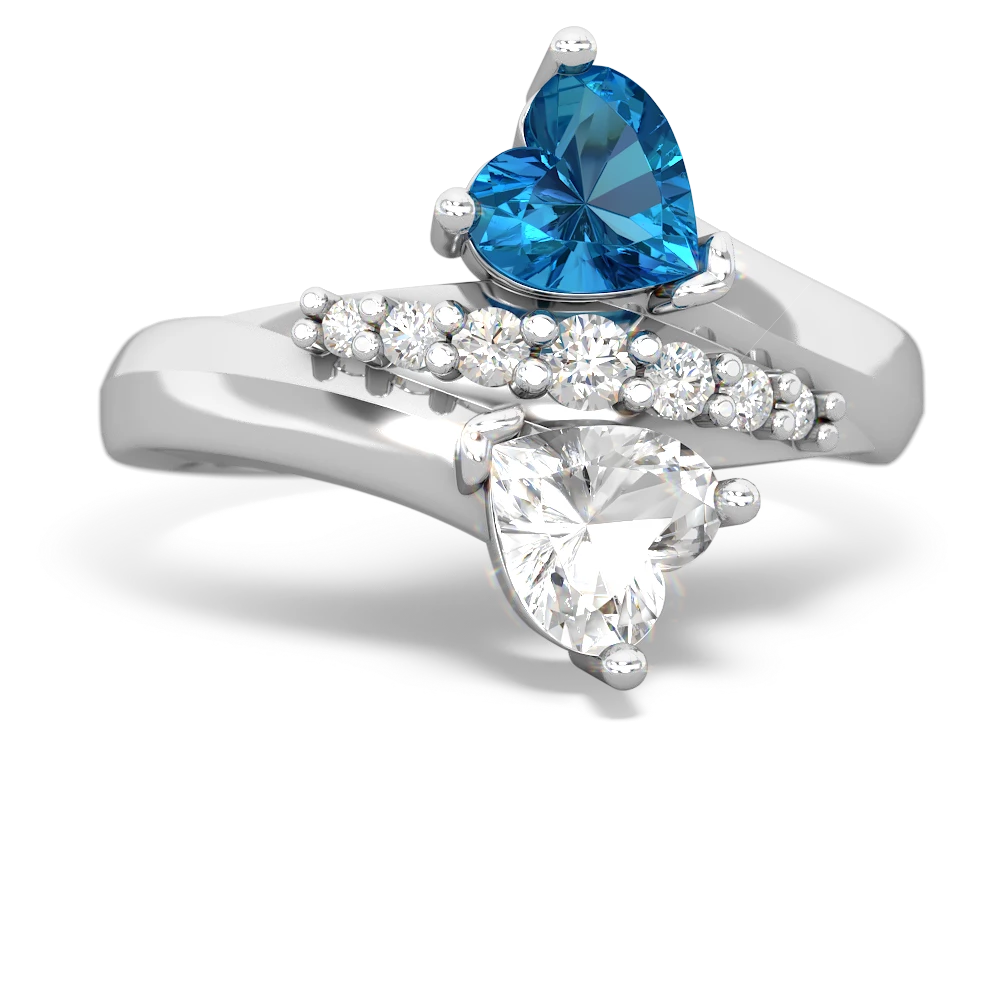 London Topaz Heart To Heart 14K White Gold ring R2064