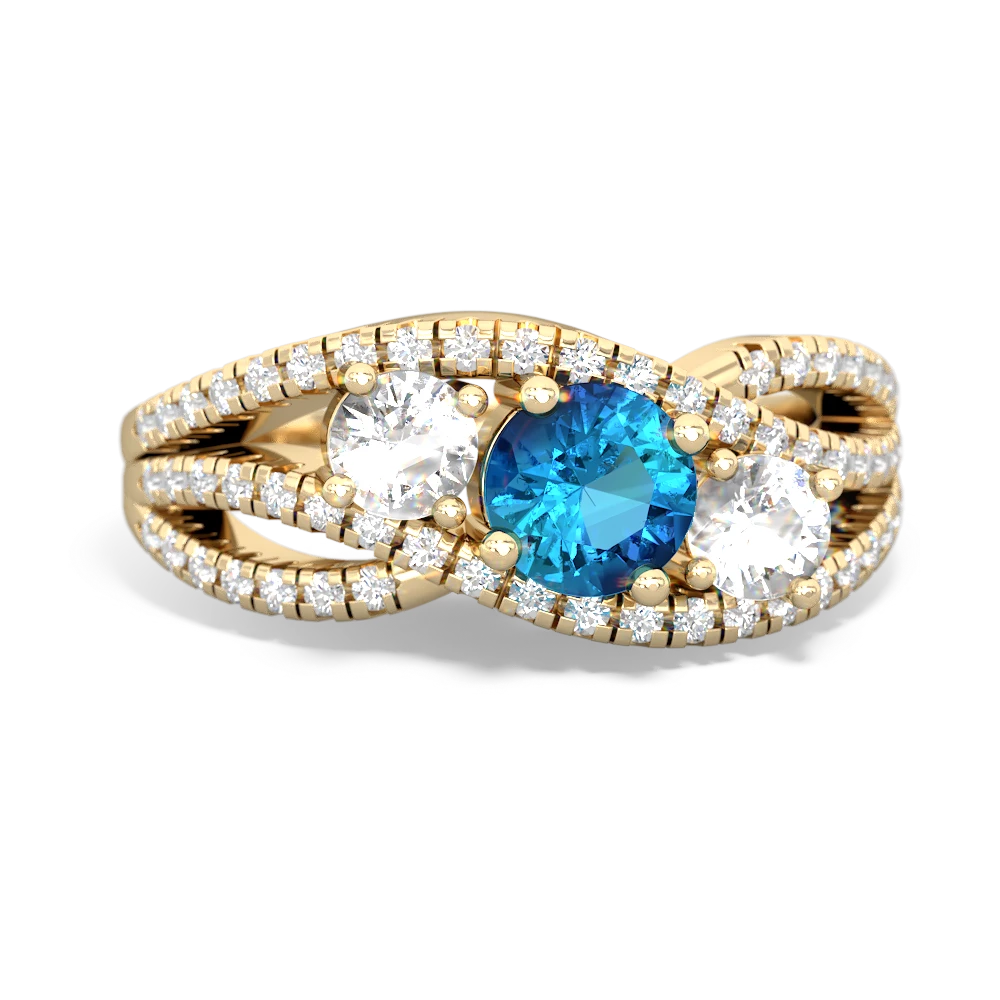 London Topaz Three Stone Aurora 14K Yellow Gold ring R3080