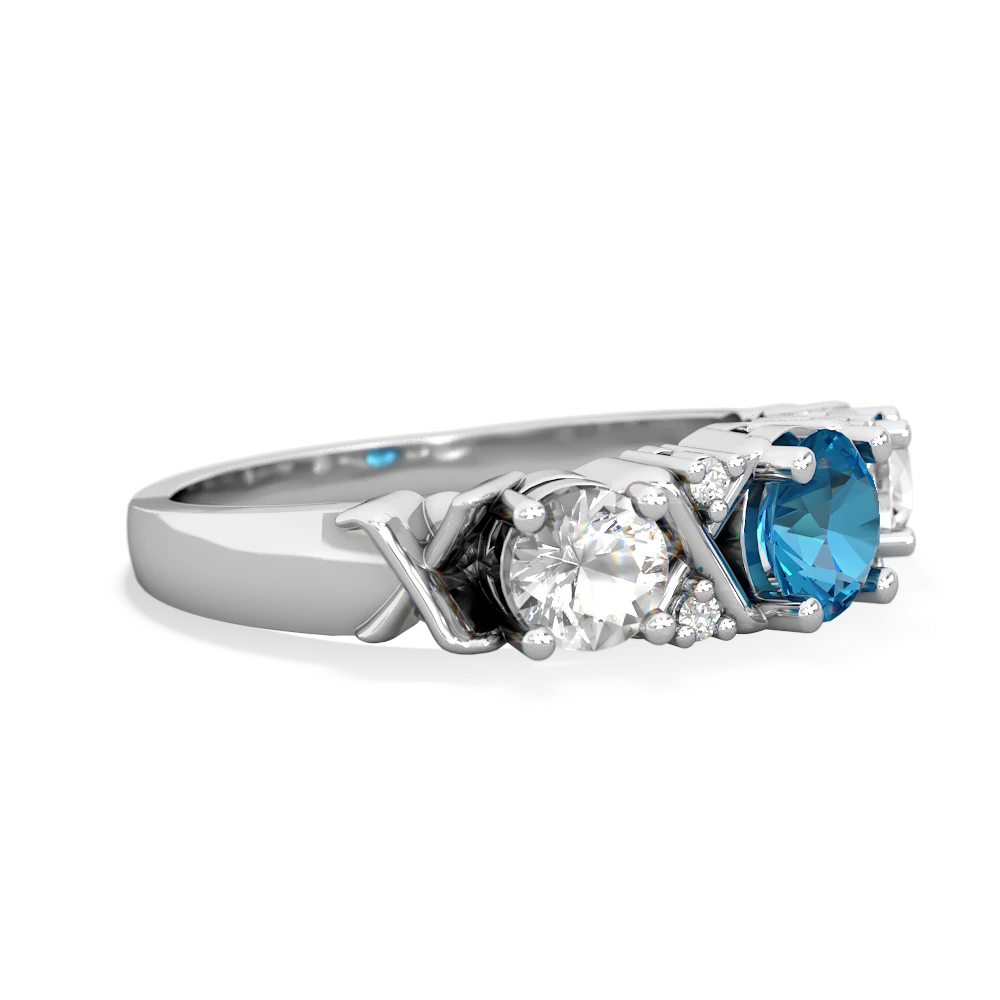 London Topaz Hugs And Kisses 14K White Gold ring R5016