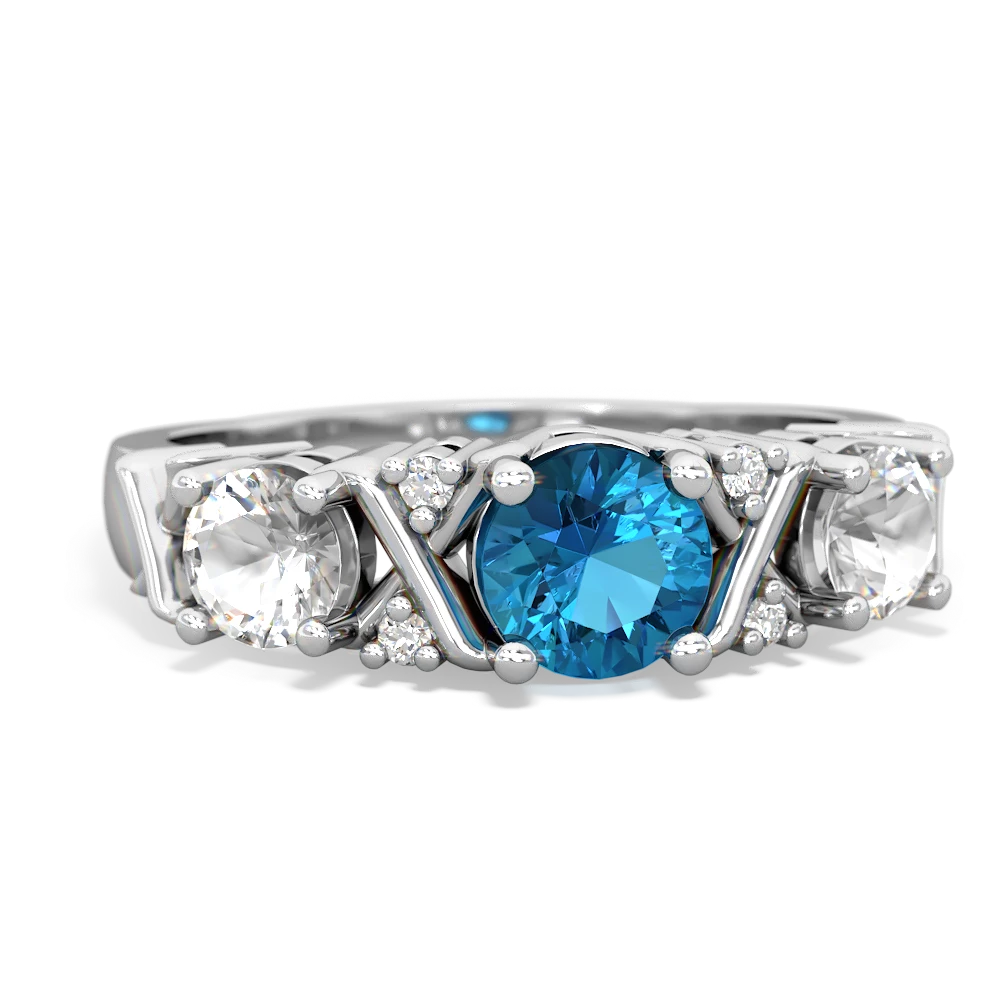 London Topaz Hugs And Kisses 14K White Gold ring R5016