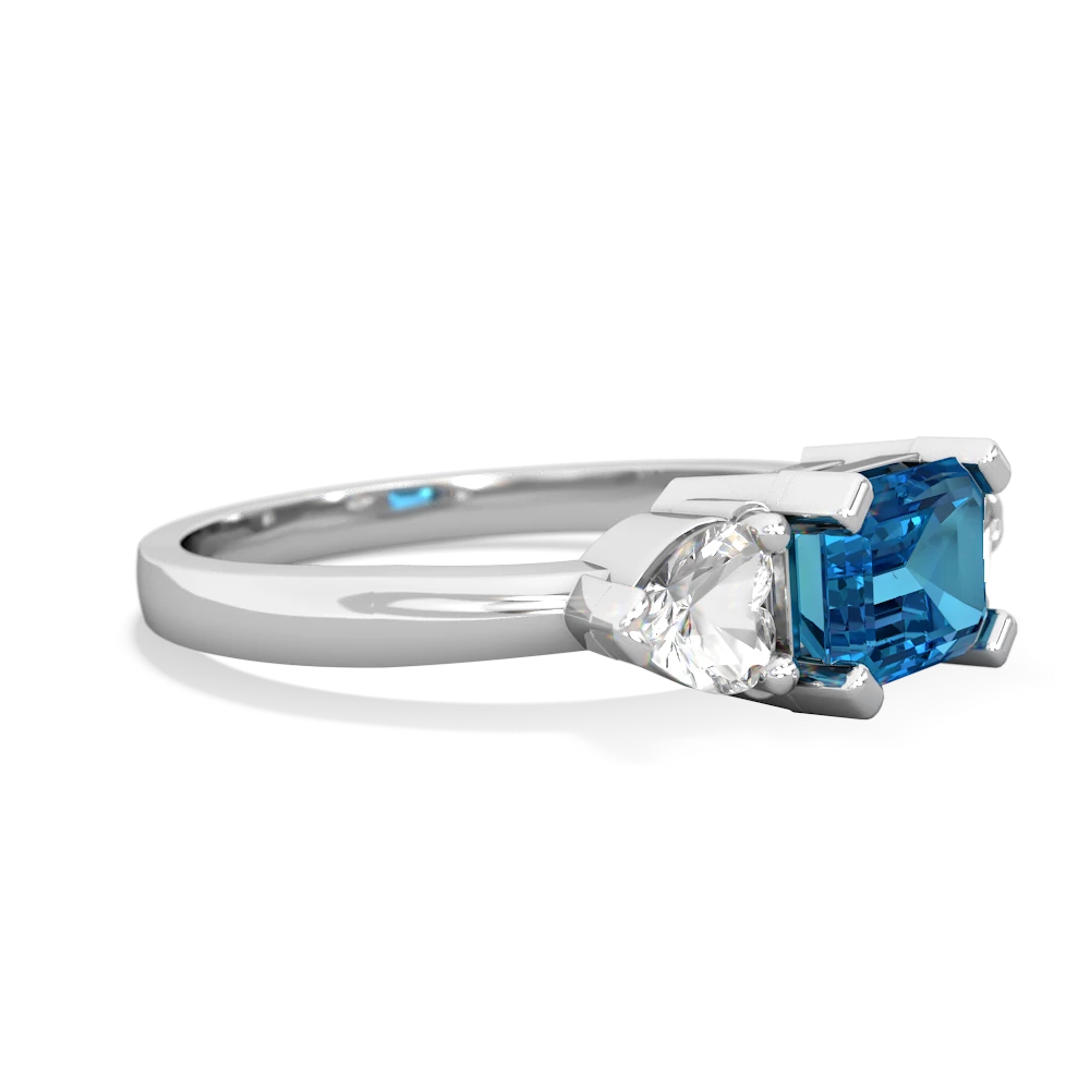 London Topaz Three Stone 14K White Gold ring R5235