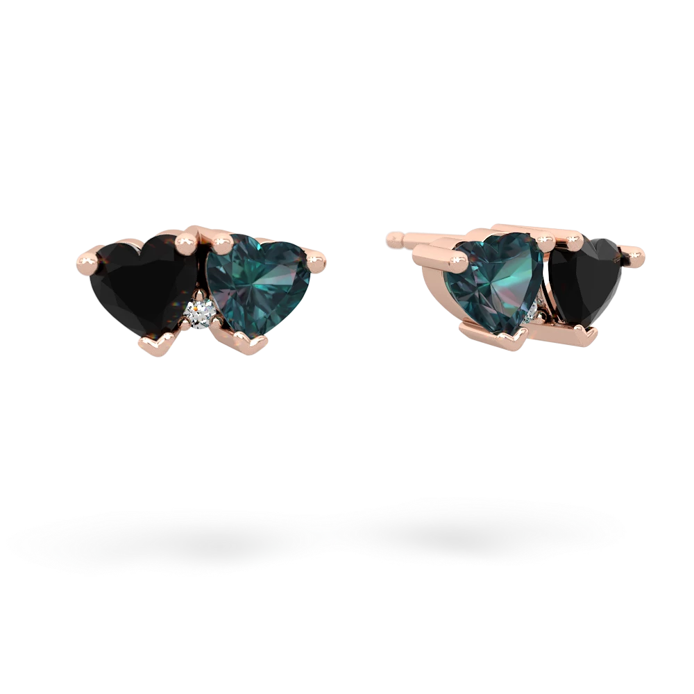 Onyx Sweethearts 14K Rose Gold earrings E5260