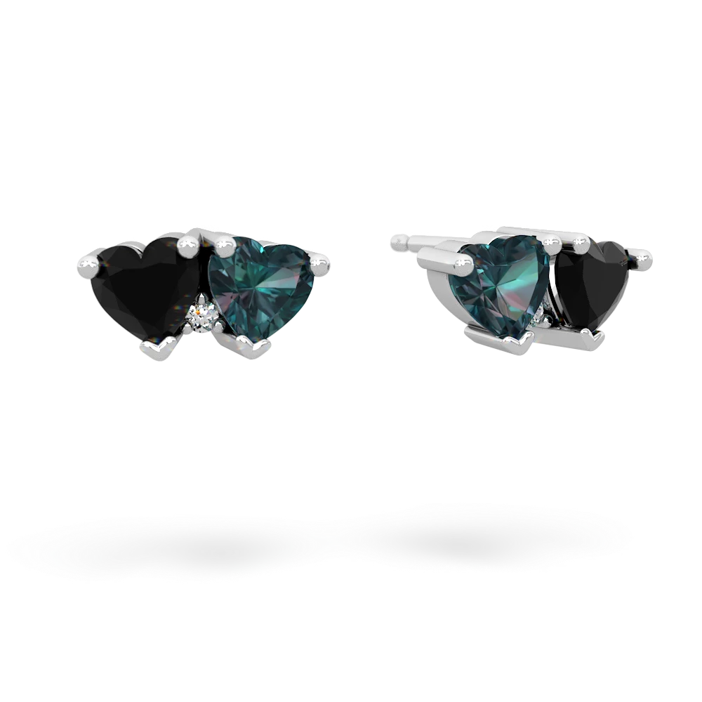 Onyx Sweethearts 14K White Gold earrings E5260