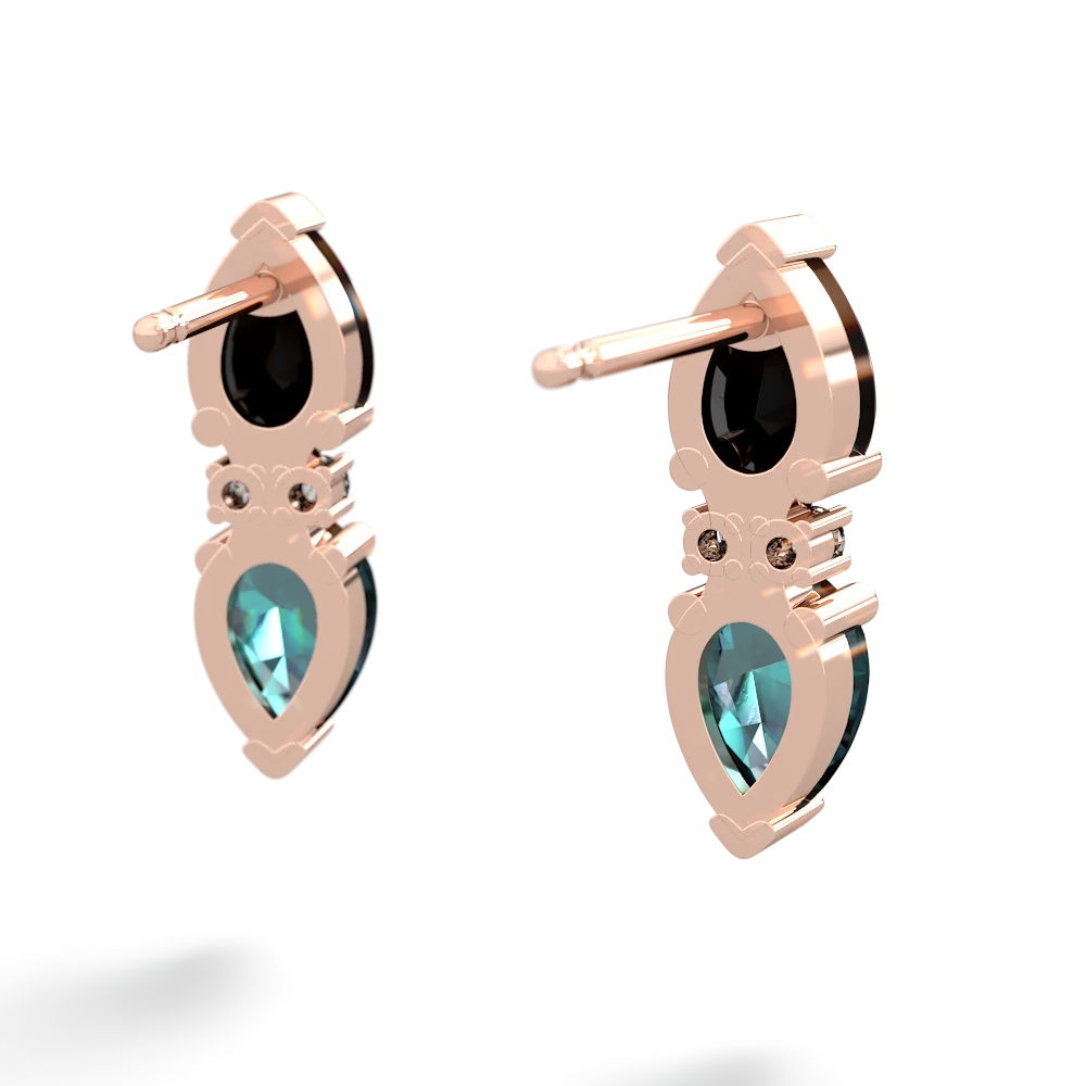 Onyx Bowtie Drop 14K Rose Gold earrings E0865