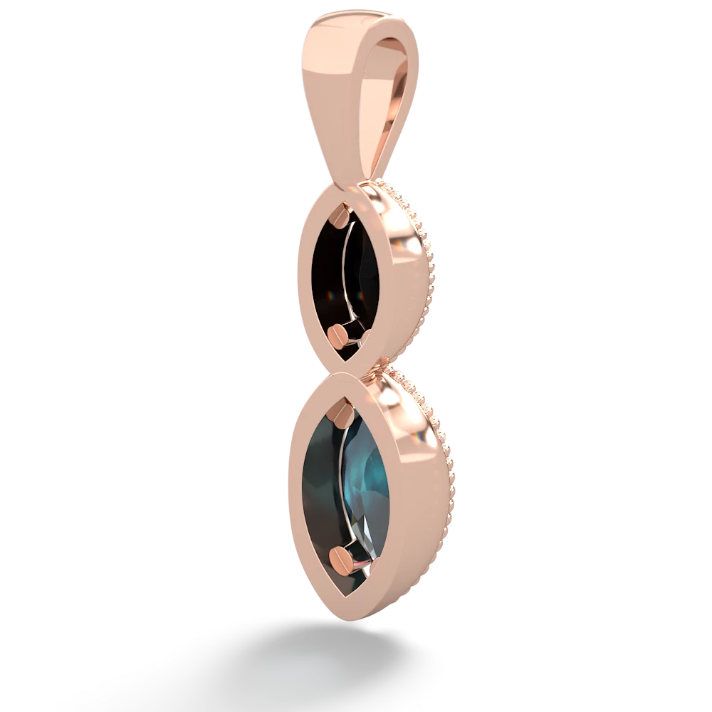 Onyx Antique-Style Halo 14K Rose Gold pendant P5700