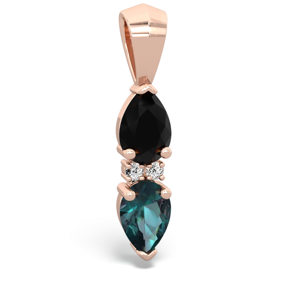 Onyx Bowtie Drop 14K Rose Gold pendant P0865