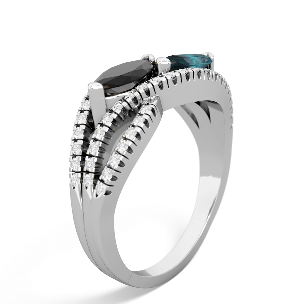 Onyx Diamond Rivers 14K White Gold ring R3070