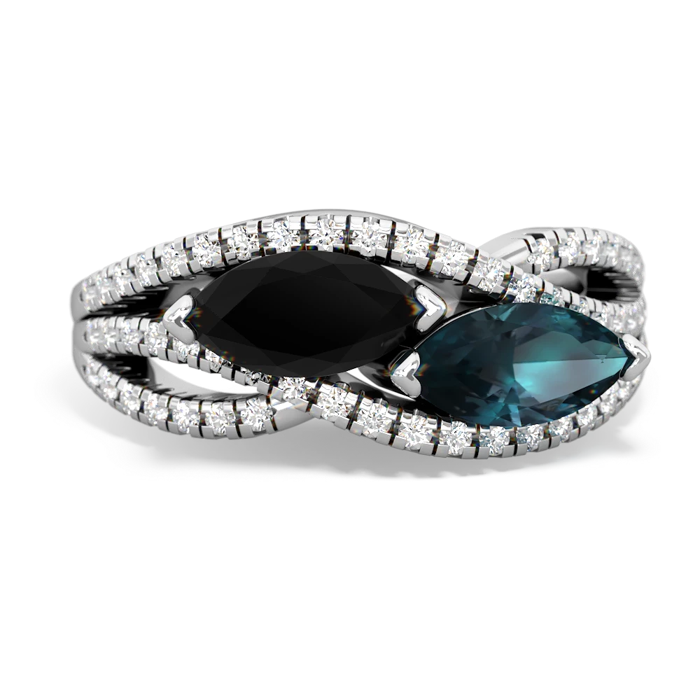 Onyx Diamond Rivers 14K White Gold ring R3070