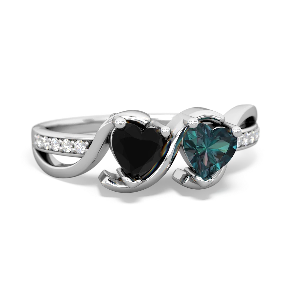 Onyx Side By Side 14K White Gold ring R3090