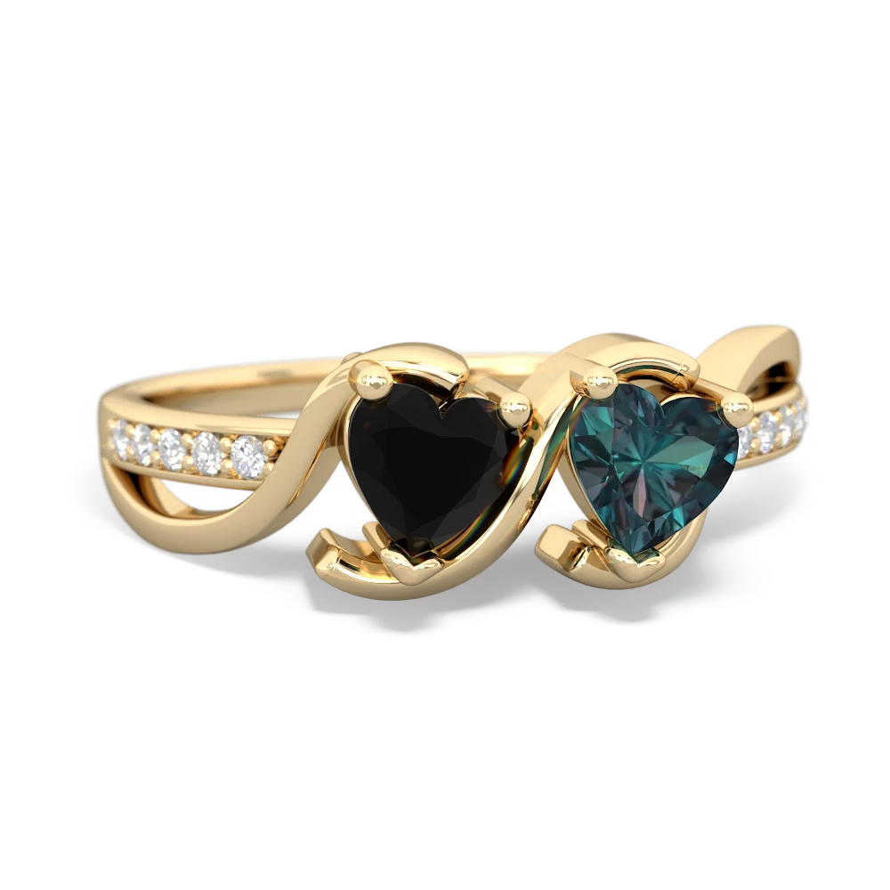 Onyx Side By Side 14K Yellow Gold ring R3090