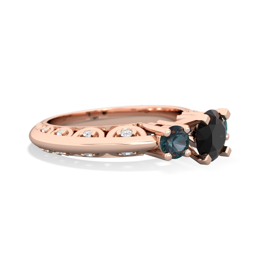 Onyx Art Deco Eternal Embrace Engagement 14K Rose Gold ring C2003