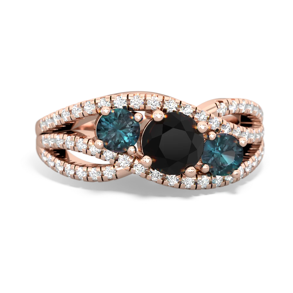 Onyx Three Stone Aurora 14K Rose Gold ring R3080