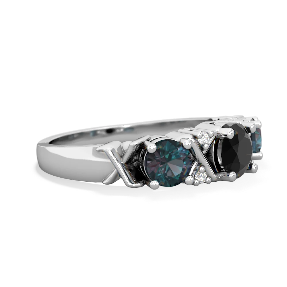 Onyx Hugs And Kisses 14K White Gold ring R5016