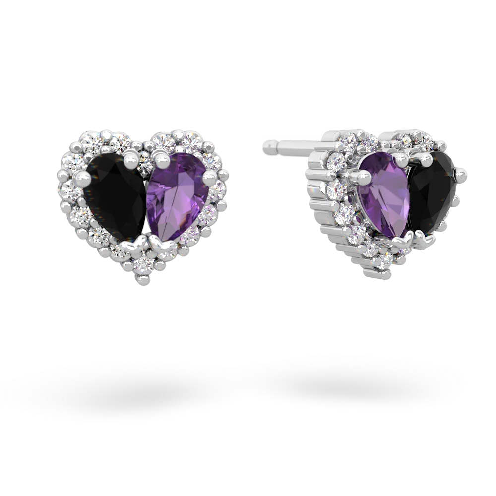 Onyx Halo 14K White Gold earrings E7008