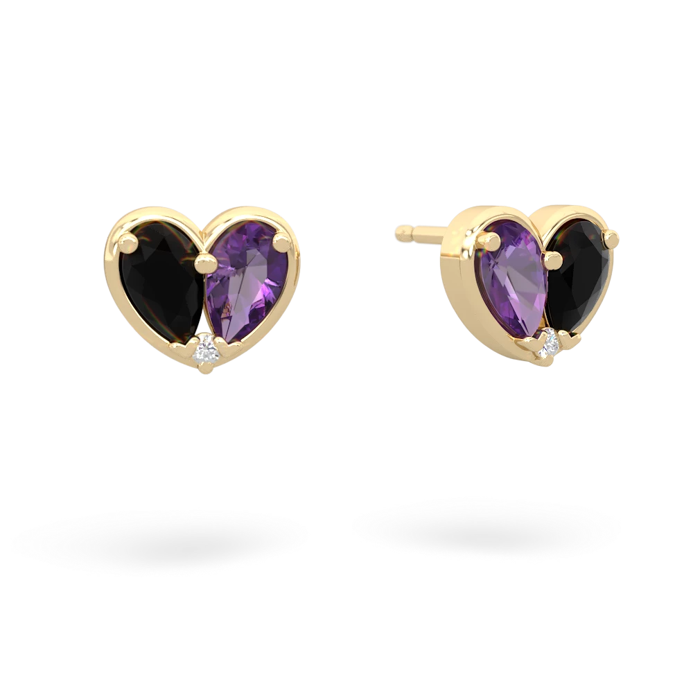 Onyx 'Our Heart' 14K Yellow Gold earrings E5072