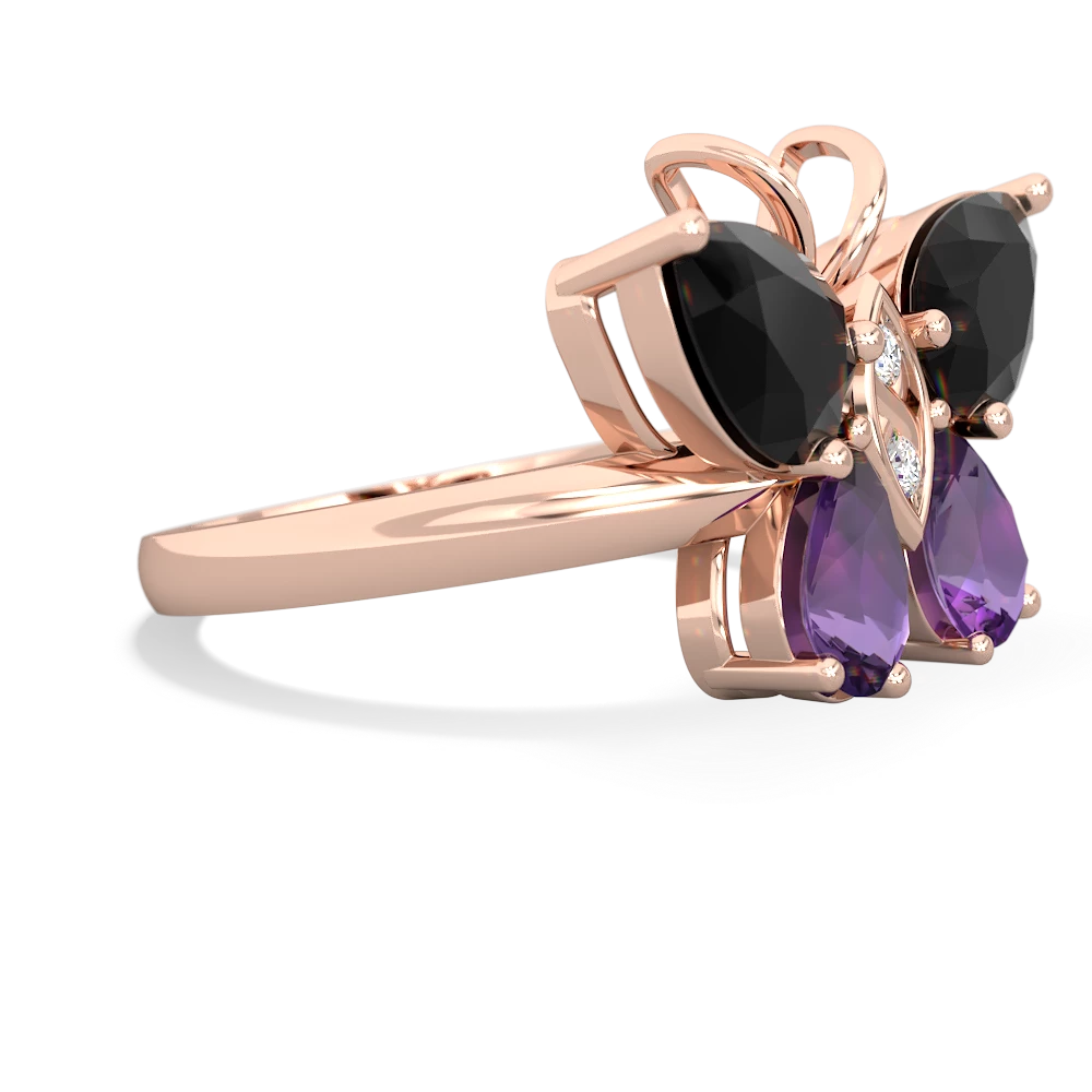 Onyx Butterfly 14K Rose Gold ring R2215