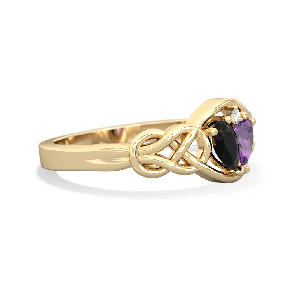 Onyx Celtic Love Knot 14K Yellow Gold ring R5420