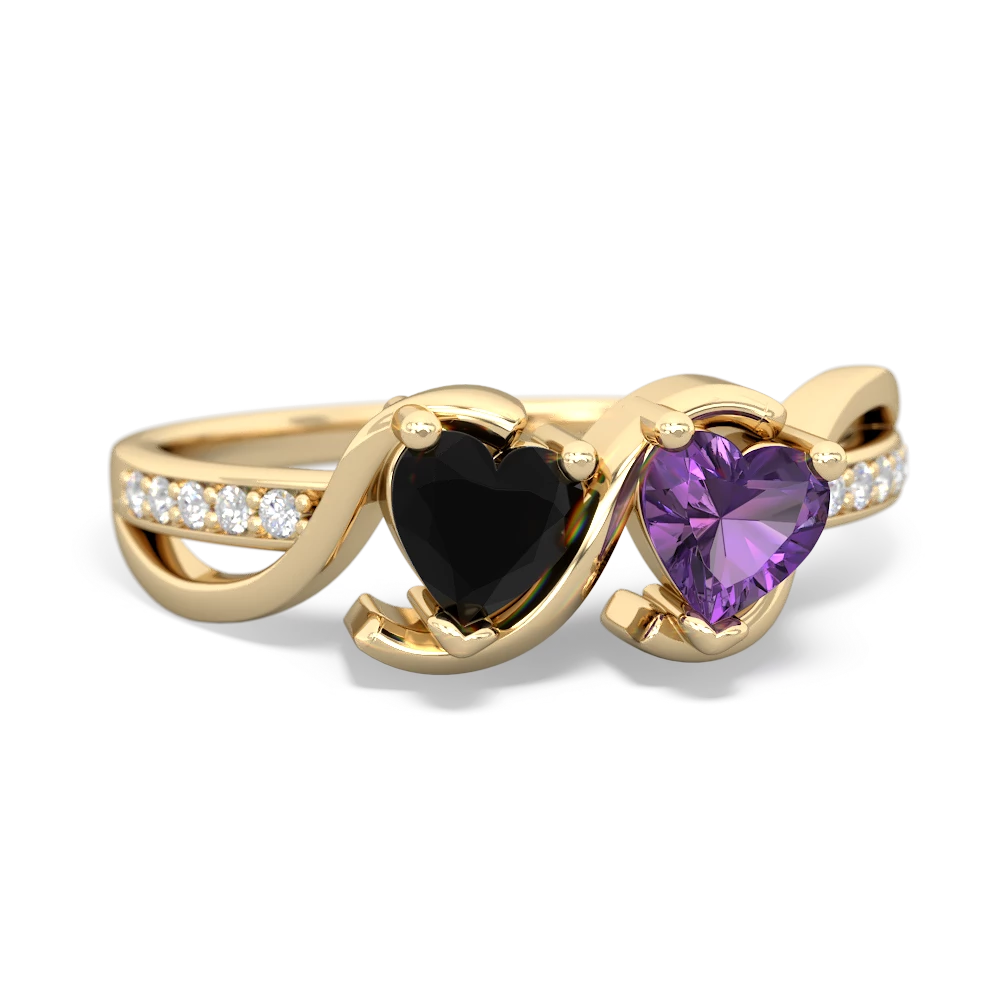 Onyx Side By Side 14K Yellow Gold ring R3090