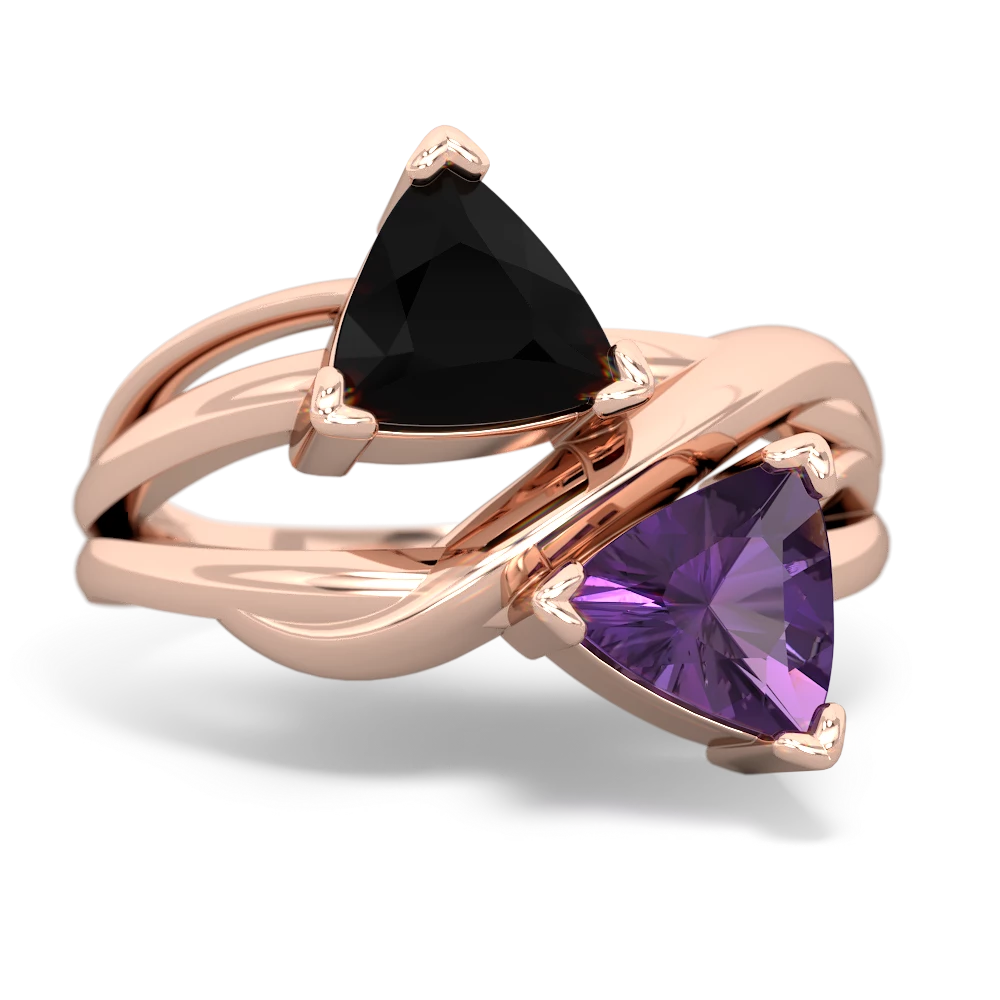 Onyx Split Band Swirl 14K Rose Gold ring R2341