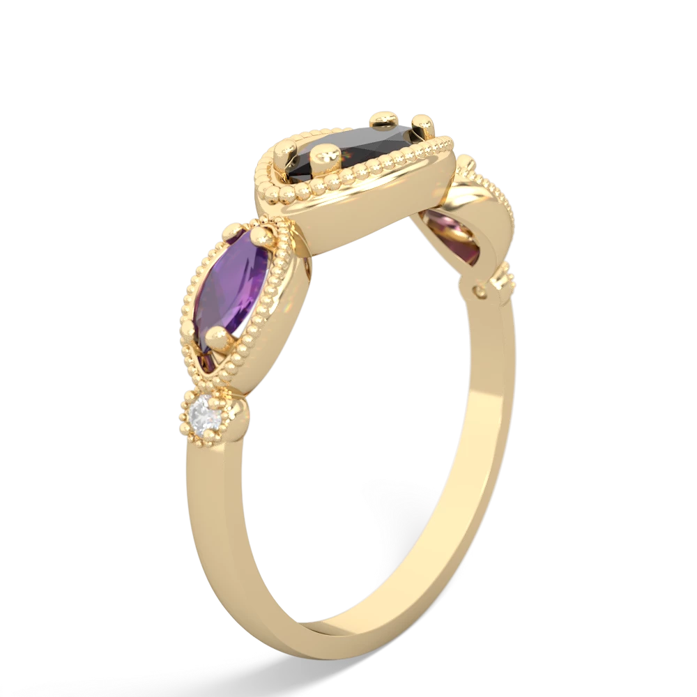 Onyx Milgrain Marquise 14K Yellow Gold ring R5700