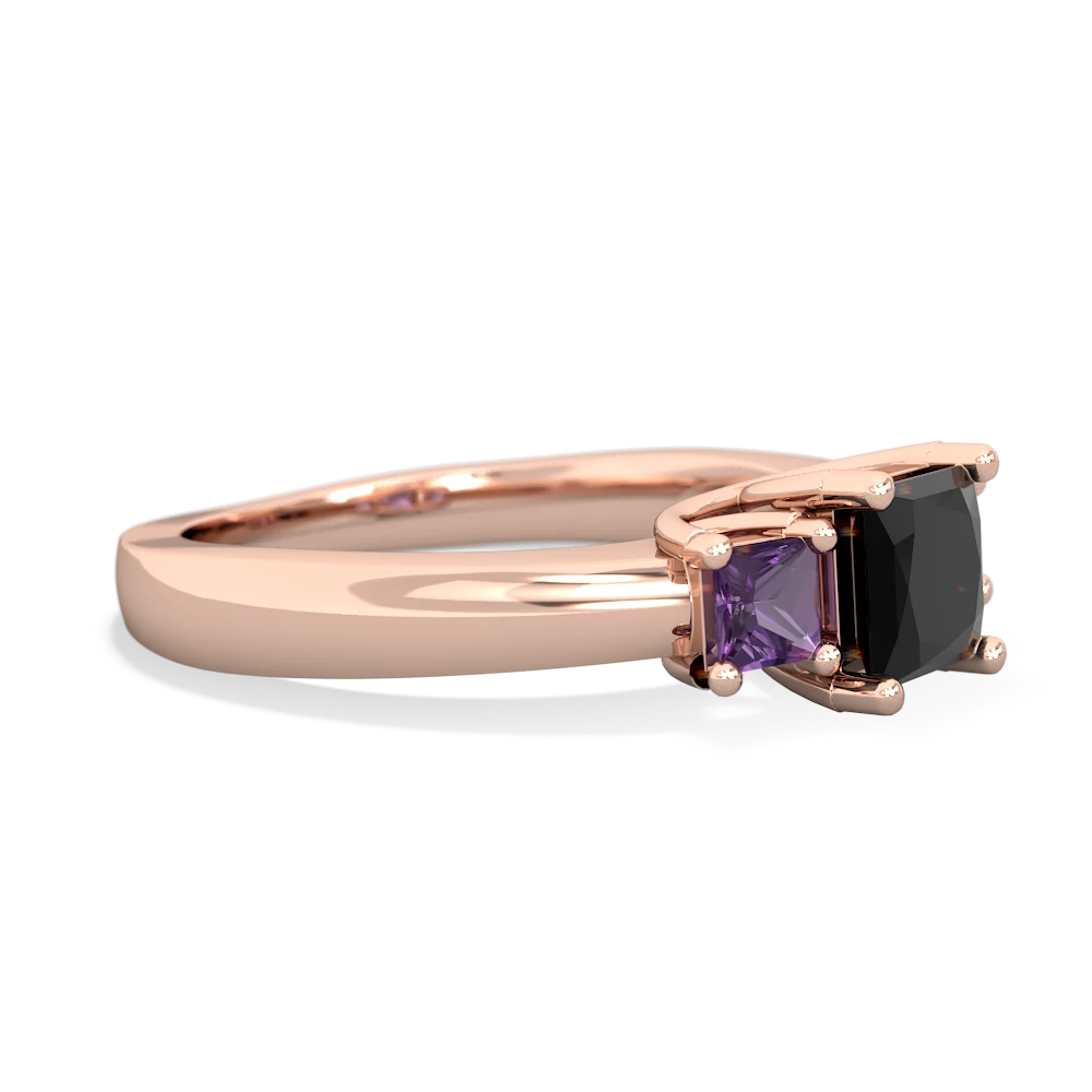 Onyx Three Stone Trellis 14K Rose Gold ring R4015