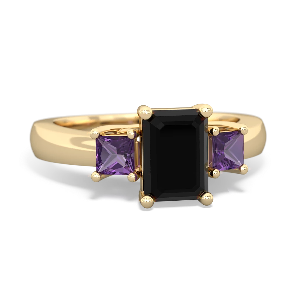 Emerald cut amethyst on sale ring yellow gold