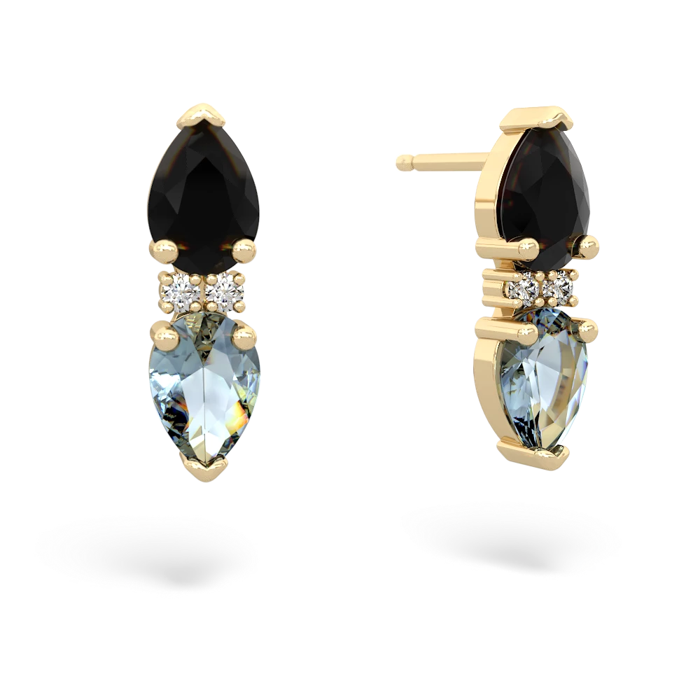 Onyx Bowtie Drop 14K Yellow Gold earrings E0865