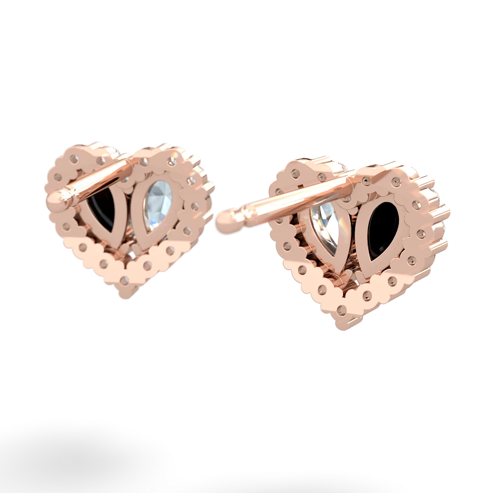 Onyx Halo 14K Rose Gold earrings E7008